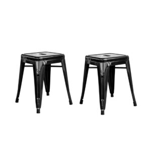AmeriHome Loft Black 18" Metal Bar Stool, Black, Set of 2