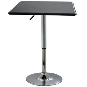 AmeriHome Square Adjustable 26" to 36"in Height Classic Bistro Black Finish Bar Table with Vinyl Covering