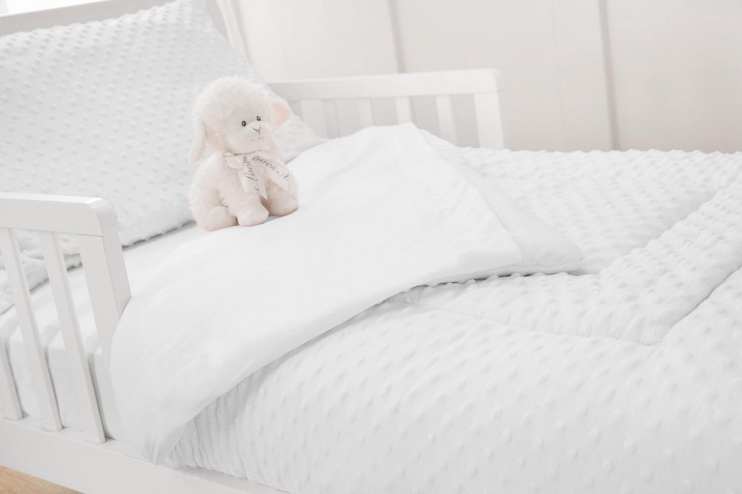 American Baby Company Heavenly Soft Minky Dot Chenille Toddler Bedding Set, White, 4 Piece, for Boys and Girls