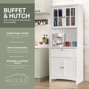 American Furniture Classics OS Home & Office Wooden Buffet and Hutch, White