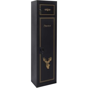 American Furniture Classics 5 Rifle Metal Home Gun Safe Storage Cabinet, Black