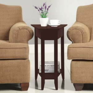 Convenience Concepts American Heritage Wedge End Table with Shelf, Espresso