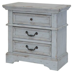 American Woodcrafters Stonebrook 3-Drawer Nightstand - Light Distressed Antique Gray