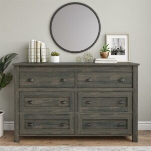 Ameriwood Home Farmington 6 Drawer Dresser, Weathered Oak