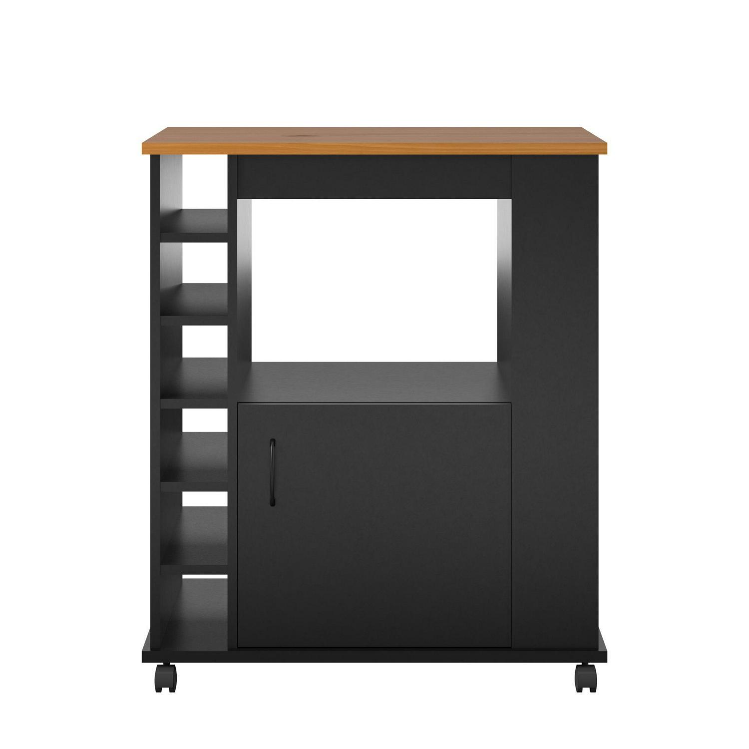 Williams Kitchen Island Microwave Cart with Rolling Casters, Black - Image 7