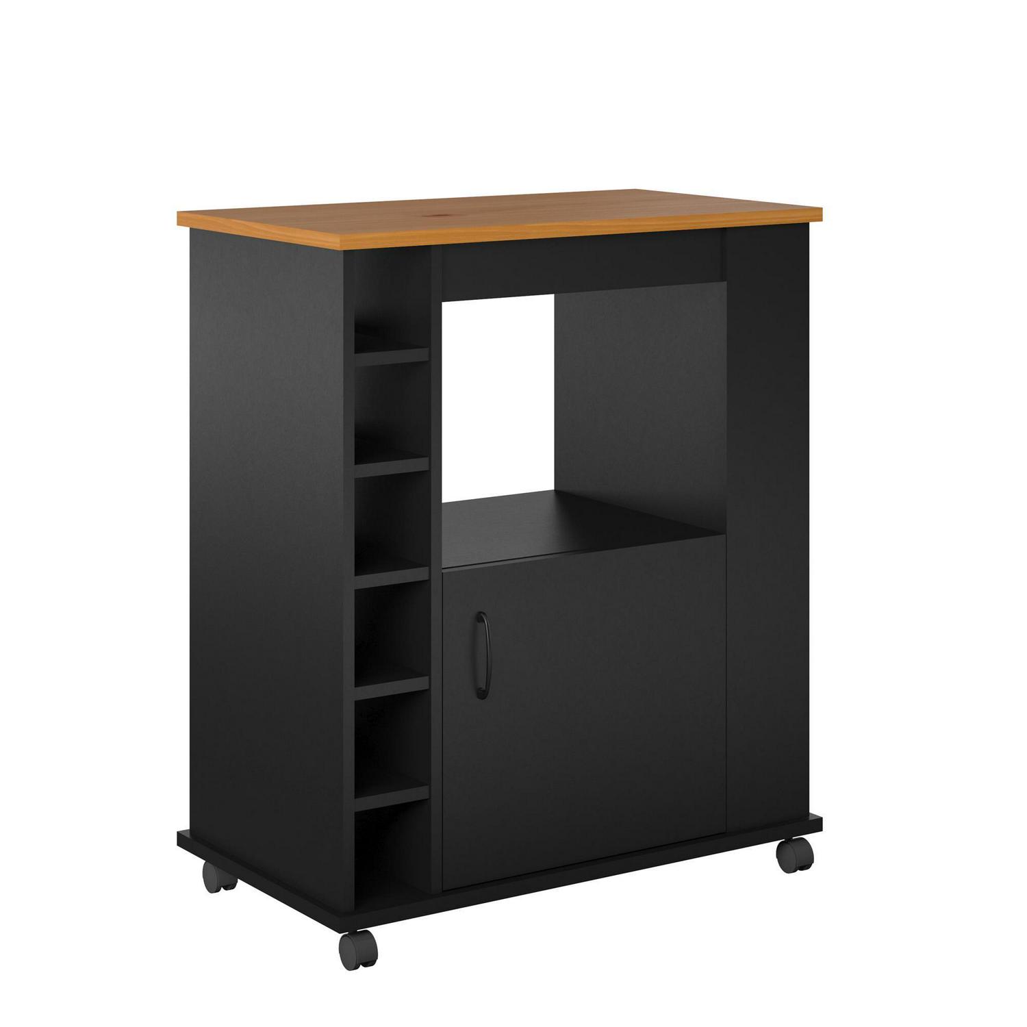 Williams Kitchen Island Microwave Cart with Rolling Casters, Black - Image 8