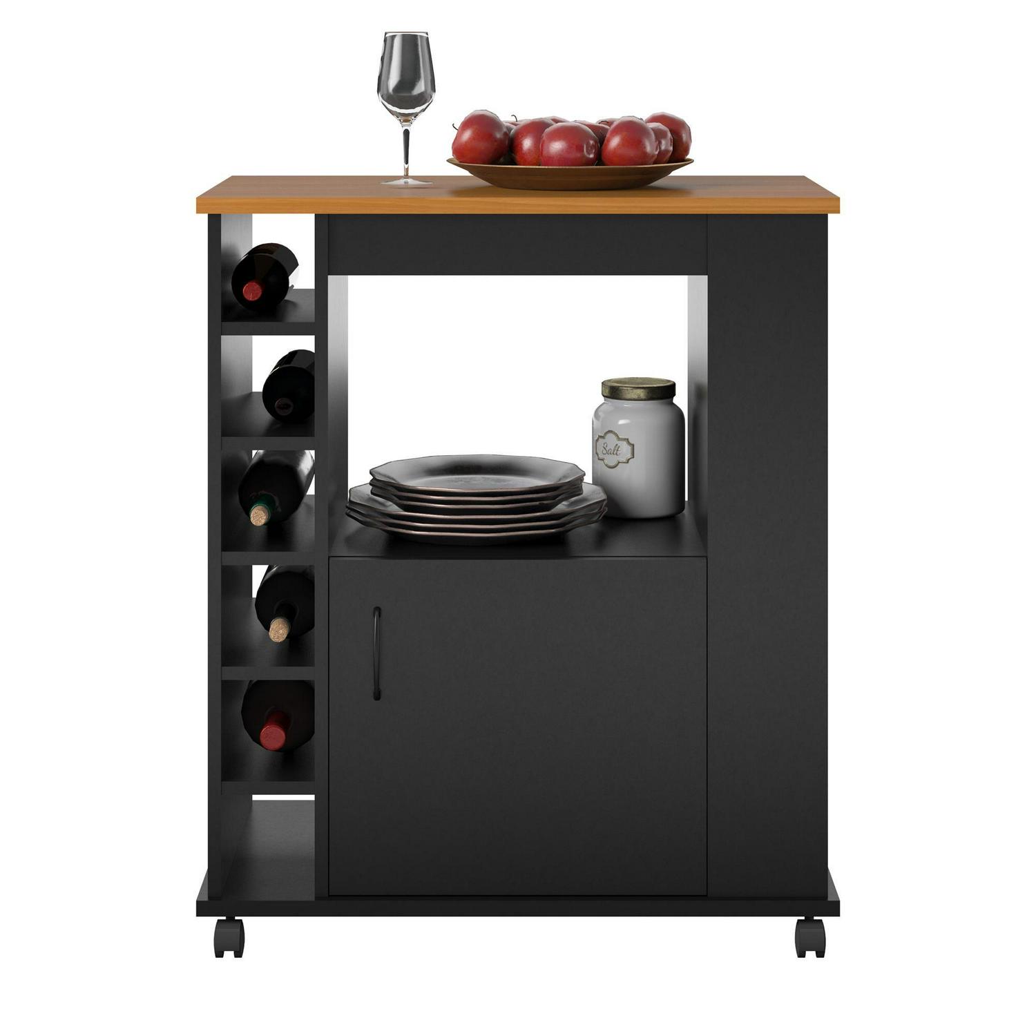 Williams Kitchen Island Microwave Cart with Rolling Casters, Black - Image 10