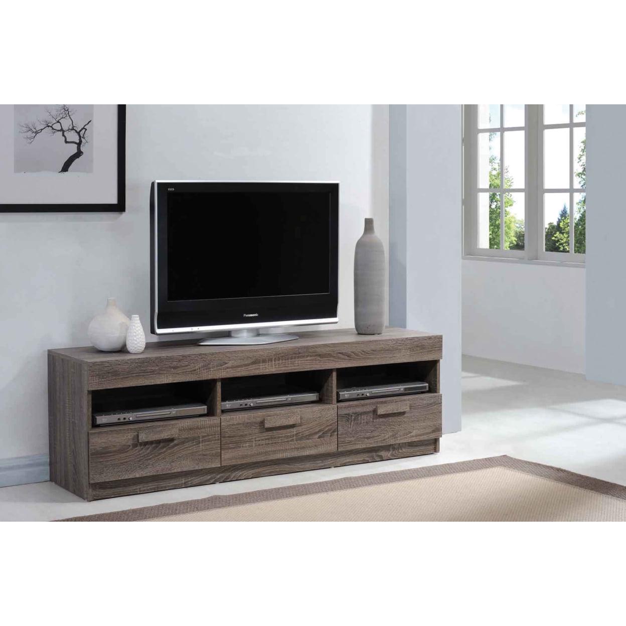 Amiable TV Stand Rustic Oak Brown - Saltoro Sherpi