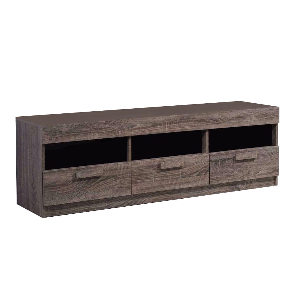 Amiable TV Stand Rustic Oak Brown - Saltoro Sherpi - Image 2