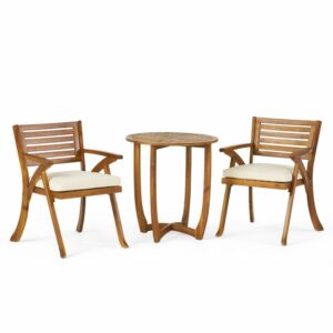 Christopher Knight Home Coronado Outdoor 3-piece Wood Bistro Set by - N/A Teak Finish