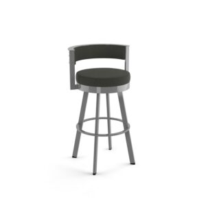 Amisco Browser 26 In. Swivel Counter Stool - Charcoal Grey Polyester / Metallic Grey Metal