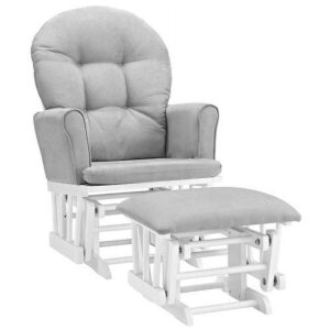 Angel Line Brookside Glider and Ottoman, White with Gray Cushions