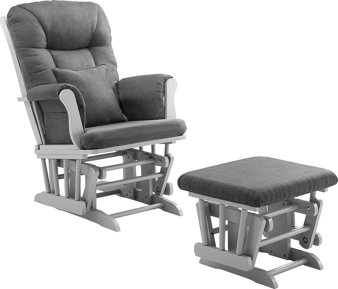 Angel Line Monterey II Glider and Ottoman, Gray Finish with Dark Gray Cushions - Image 3