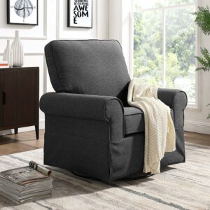 Angel Line Natalie Upholstered Swivel Glider, Dark Gray