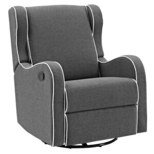 Angel Line Rebecca Upholstered Swivel Gliding Recliner, Dark Gray Fabric