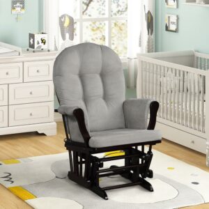 Angel Line Windsor Glider, Espresso with Gray Cushions