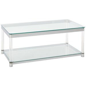 Anne Coffee Table with Lower Shelf Chrome and Clear