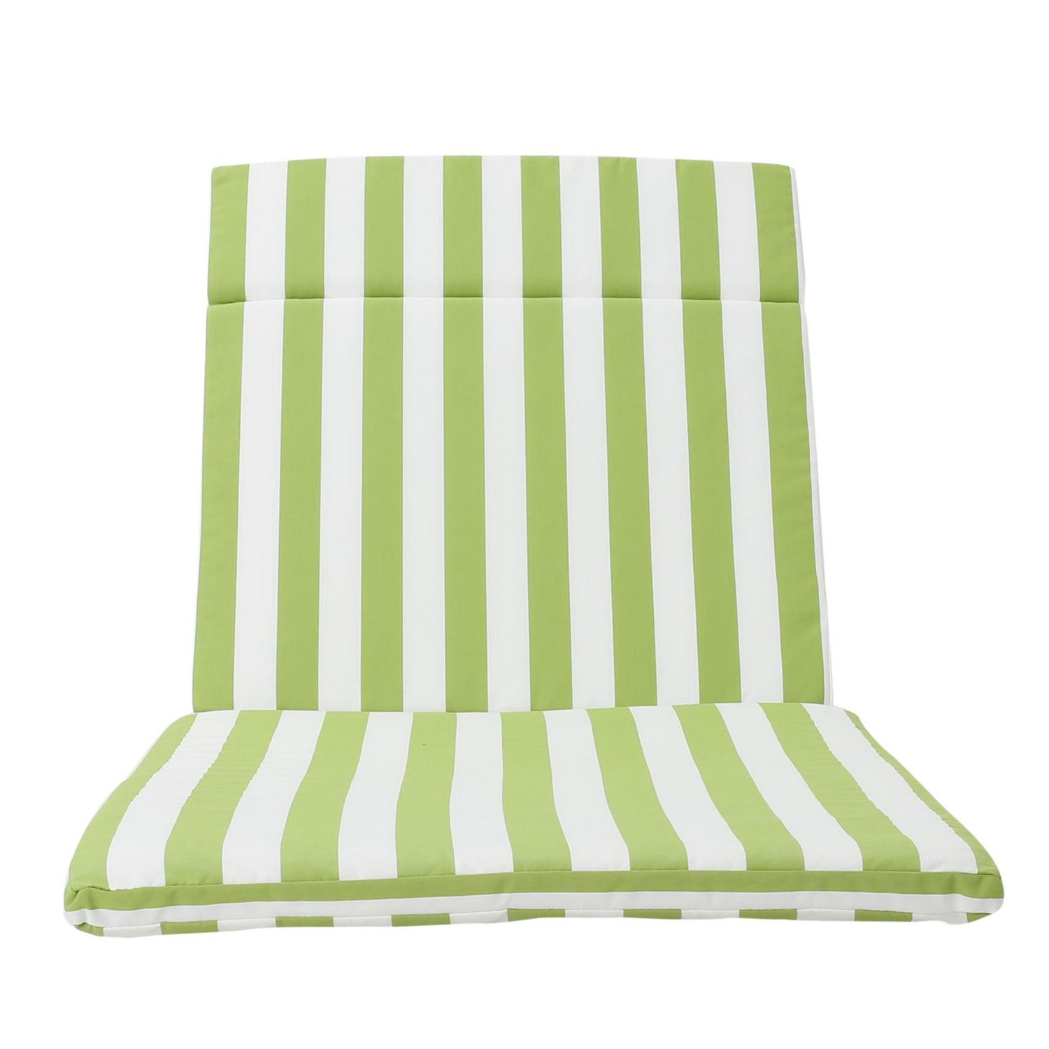 Anthony Outdoor Water Resistant Chaise Lounge Cushions, Set of 2, Green and White Strip - Image 5