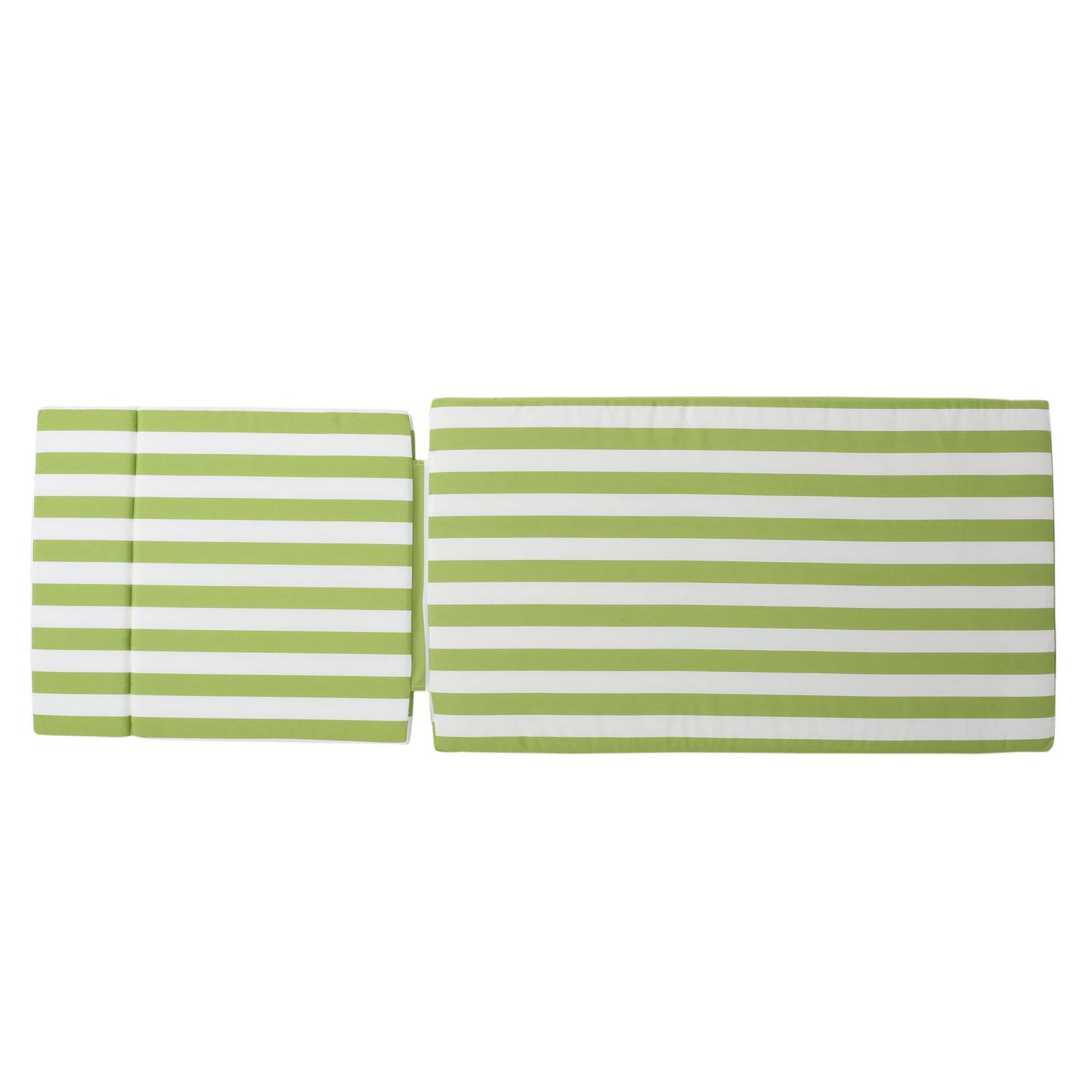 Anthony Outdoor Water Resistant Chaise Lounge Cushions, Set of 2, Green and White Strip - Image 4