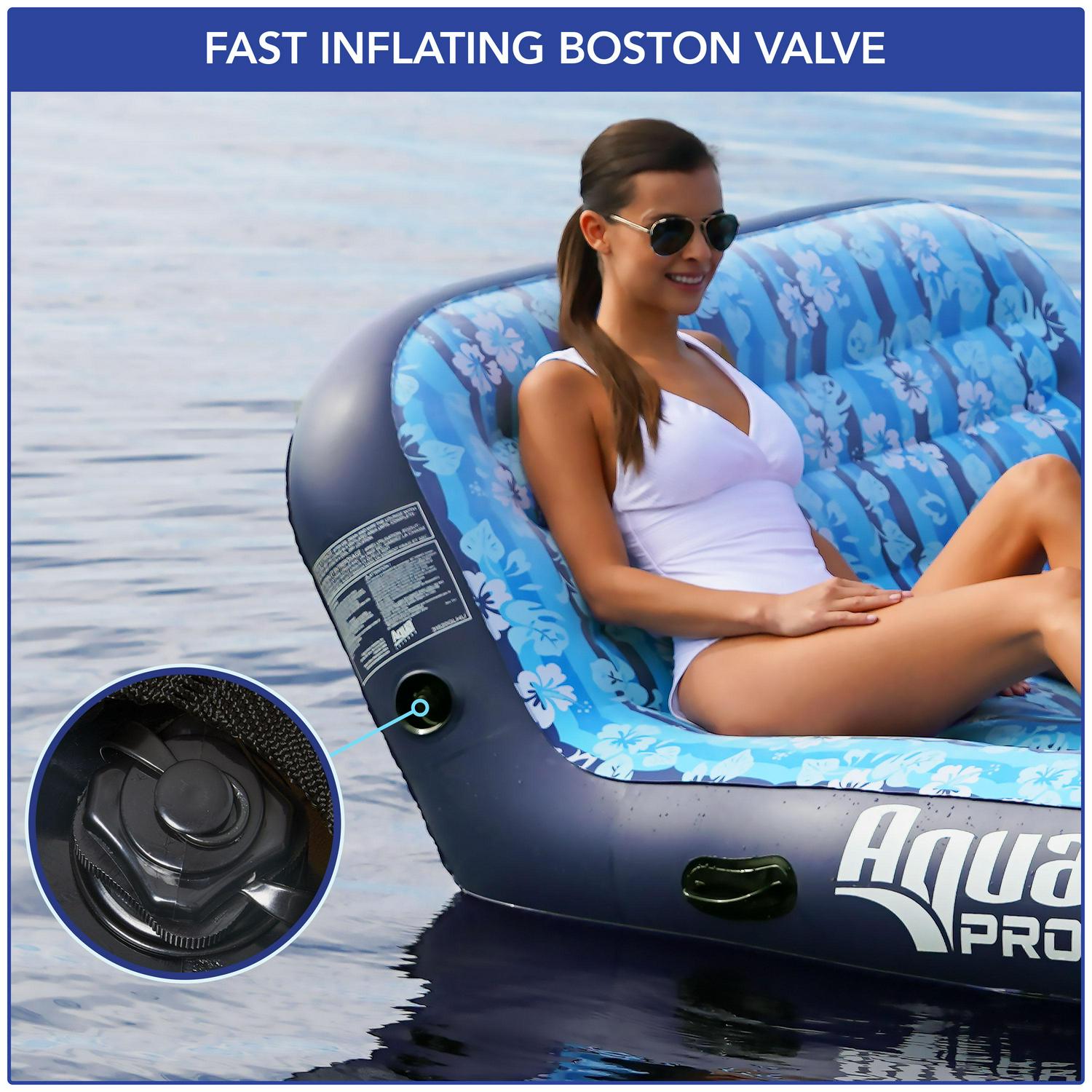 Aqua Leisure Adult Unisex Ultra-Cushioned Comfort Blue Pool Lounge Float for Two - Image 5