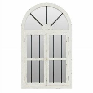 Arched Window Wall Mirror Cottage Chic White 42" x 25" by Aspire