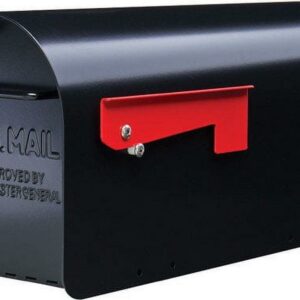 Architectural Mailboxes Ironside Galvanized Steel, Large, Post-Mount Mailbox in Black