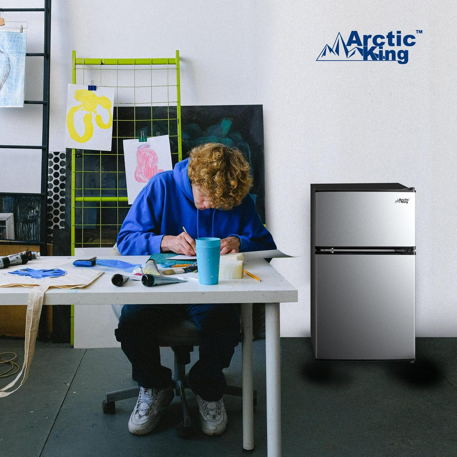 Arctic King 3.2 Cu ft Two Door Mini Fridge with Freezer, Stainless Steel, E-Star - Image 16