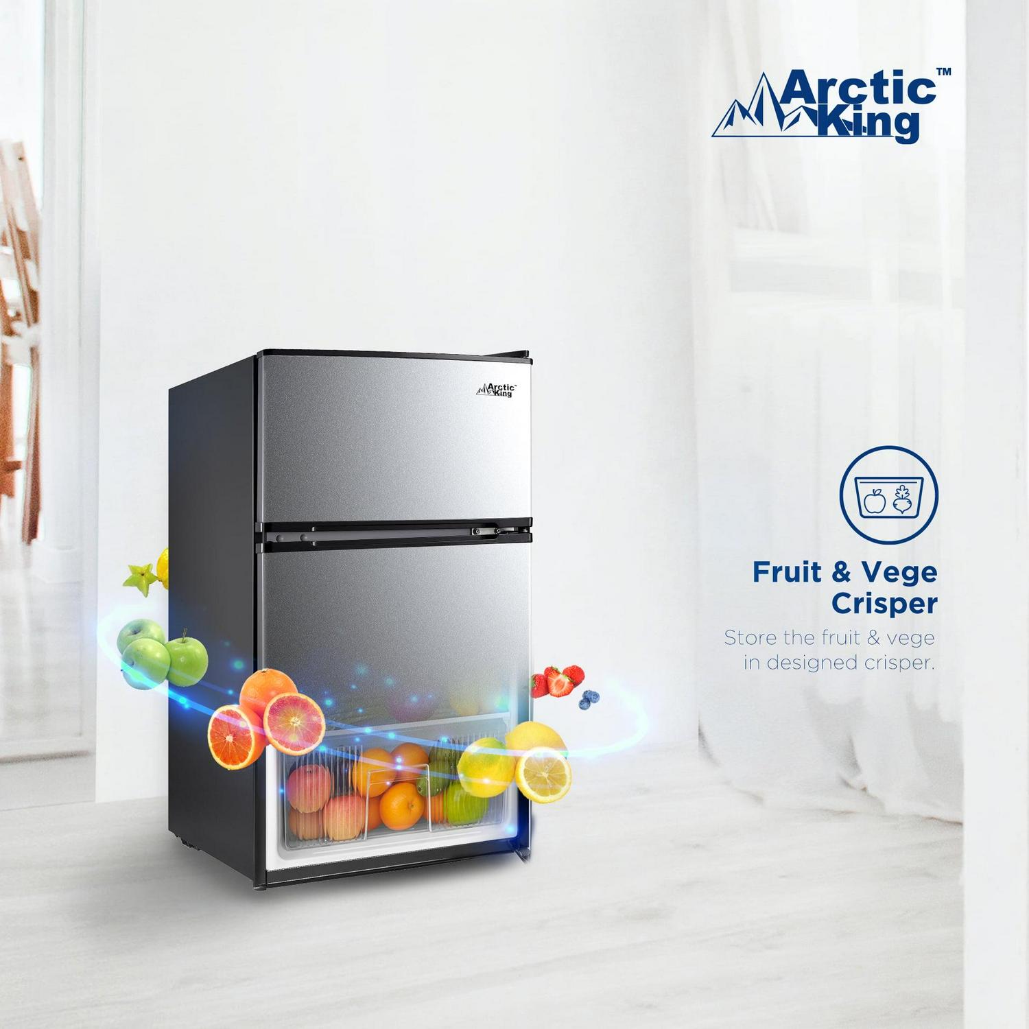 Arctic King 3.2 Cu ft Two Door Mini Fridge with Freezer, Stainless Steel, E-Star - Image 15