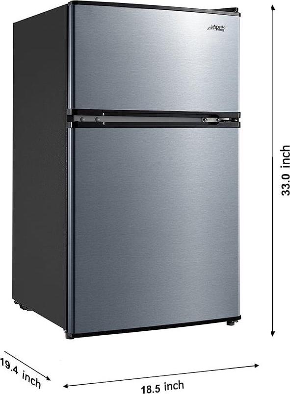 Arctic King 3.2 Cu ft Two Door Mini Fridge with Freezer, Stainless Steel, E-Star - Image 6