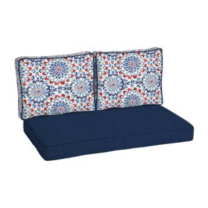 ARDEN Outdoor Loveseat Cushion Set, 46 x 26, Patio Cushion, Rain-Proof, Fade Resistant, Clark Blue