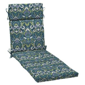 ARDEN Outdoor Chaise Lounge Cushion 72 x 21, Sapphire Aurora Blue Damask
