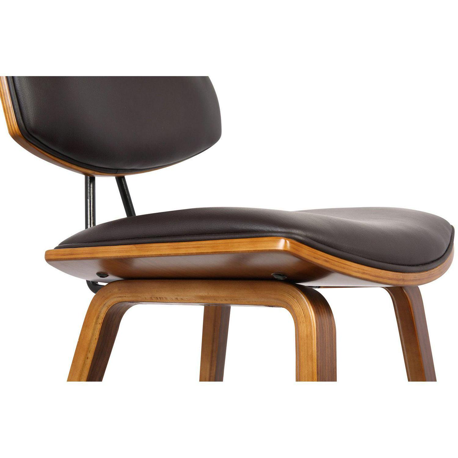 Armen Living Fox 28.5" Seat Height Gray Faux Leather and Walnut Wood Mid-Century Modern Bar Stool - Image 7