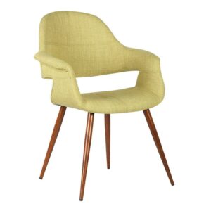 Armen Living Phoebe Mid-Century Dining Chair in Walnut Wood and Fabric