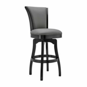 Armen Living Raleigh 26" Faux Leather Swivel Counter Stool in Gray/Black
