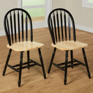 TMS Arrowback Indoor Dining Chair, Set of 2, Black/Natural