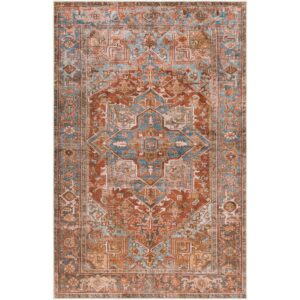 Livabliss Washable Rugs for Living Room, 7x9 Lavable Traditional Blue Area Rug, Bedroom Dining Room Home Decor Stain Resistant Carpet (7'6" x 9'5")