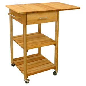 Catskill Craftsmen Drop Leaf Butcher Block Kitchen Cart in Natural Finish