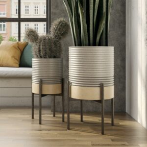 Aspire Home Accents Mason Industrial Metal Modern Planters (Set of 2)