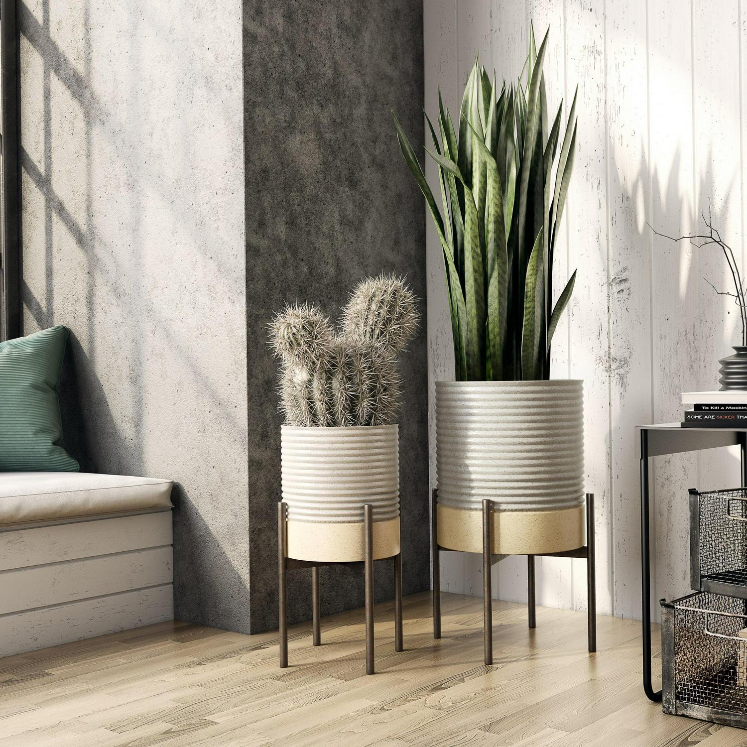 Aspire Home Accents Mason Industrial Metal Modern Planters (Set of 2) - Image 2