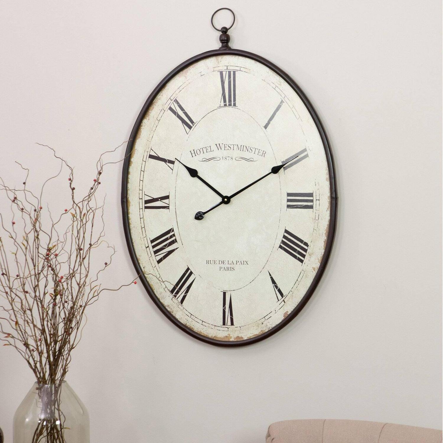 Aspire Home Accents Ines Large Oval Wall Clock - 36"H x 23.5"W x 1.5"D - Image 5