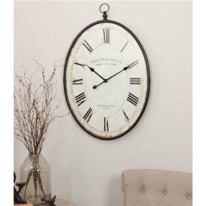 Aspire Home Accents Ines Large Oval Wall Clock - 36"H x 23.5"W x 1.5"D