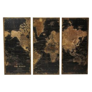 Aspire Home Accents Wood Maps Art Print, Set of 3 - 48"x22"