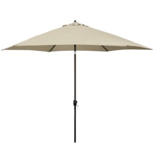 Astella 11 ft shade essentials market crank-open tilt patio umbrella in polyester beige