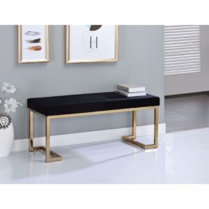 ACME Boice Rectangular Bench with Metal Tube in Black Fabric and Champagne