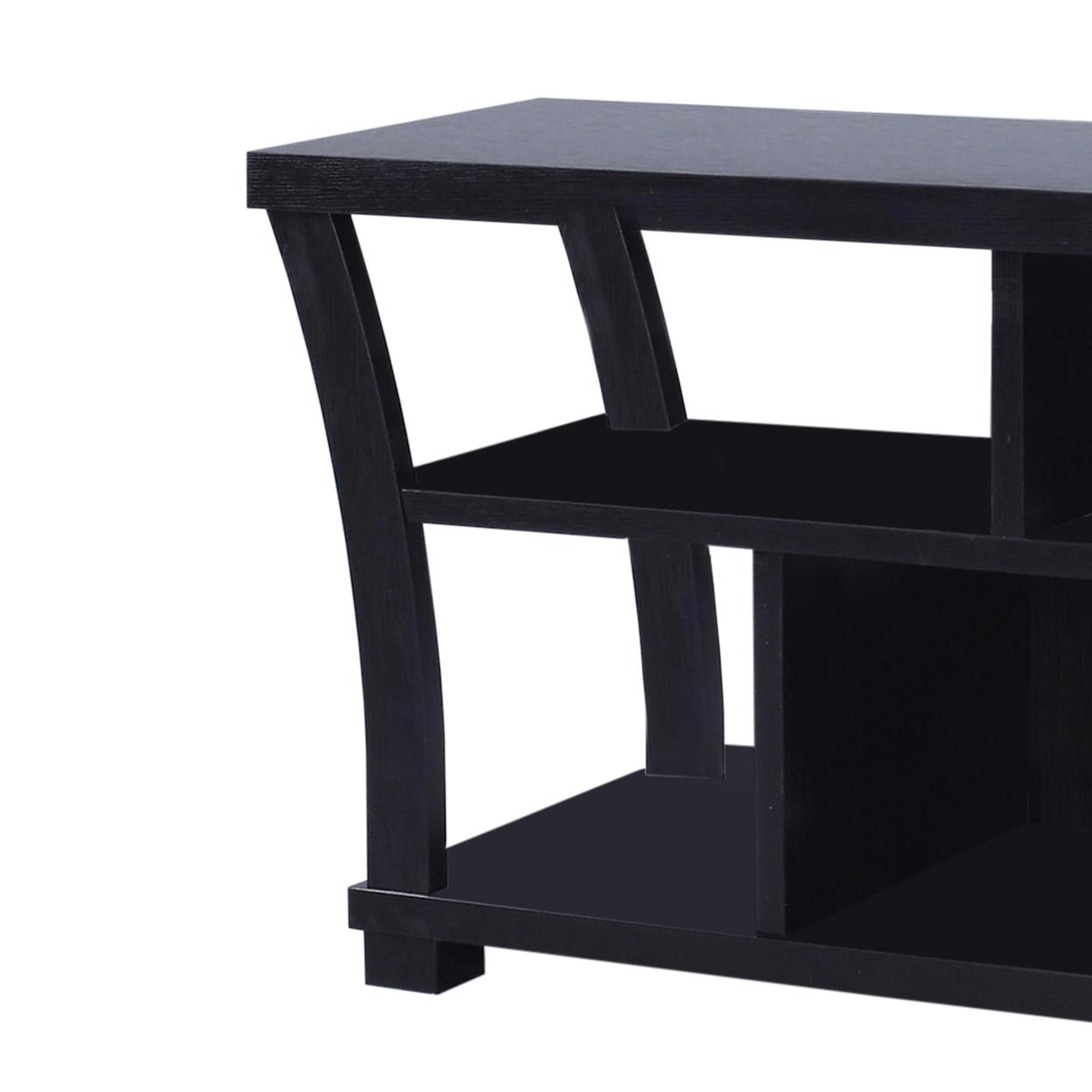 Astonishing Entertainment TV Stand, Black- Saltoro Sherpi - Image 3