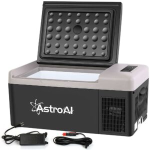 AstroAI 12 Volt Car Refrigerator, 15L/16 Quart Portable Refrigerator -4℉~68℉, Portable Freezer Mini Fridge 12/24V DC & 110V AC for Camping, Travel, Truck, Home, Car, RV, Van, Boat, Black