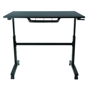 Atlantic 28-41" Height Adjustable Desk - Sit or Stand, with Rolling Casters, Black