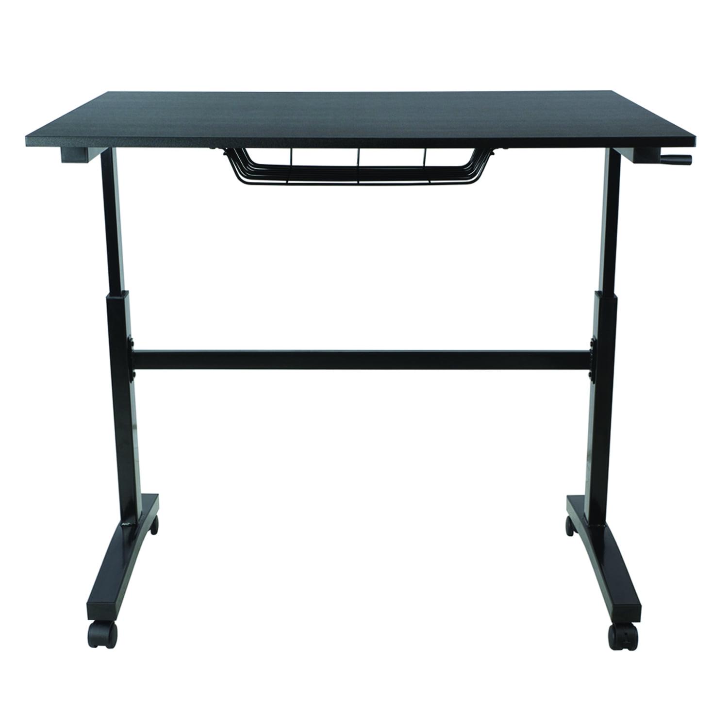 Atlantic 28-41" Height Adjustable Desk - Sit or Stand, with Rolling Casters, Black
