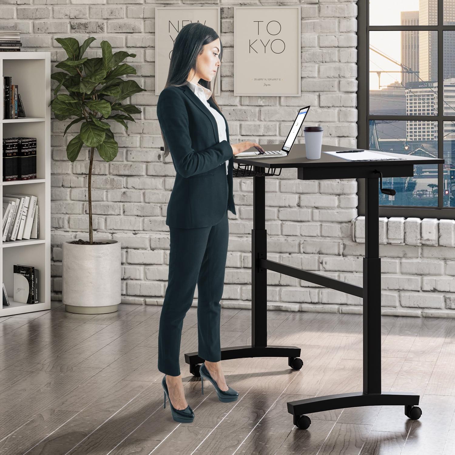 Atlantic 28-41" Height Adjustable Desk - Sit or Stand, with Rolling Casters, Black - Image 2