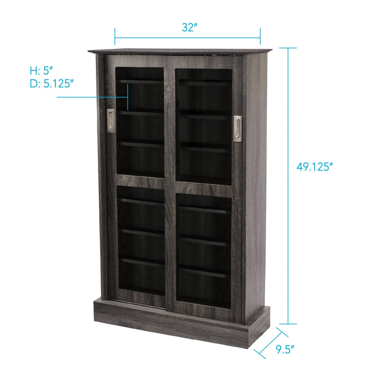 Atlantic 49" Driffield Transitional Media Storage Cabinet (576 CDs, 192 DVDs), Gray Woodgrain - Image 7